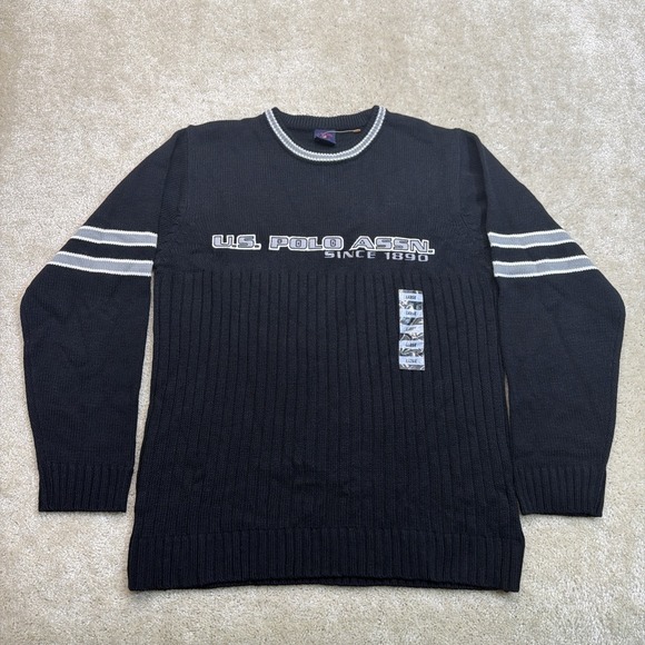US Polo Assn. Other - Vintage US Polo Assn Knit Sweater Mens Large Black White Spell Out Pullover